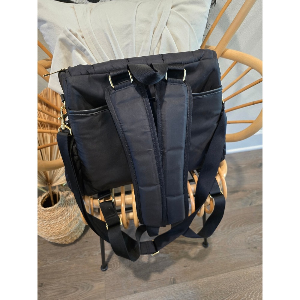 HAPP Levy Backpack Black Quilted Nylon Diaper Bag with Changing Pad - Picture 7 of 8